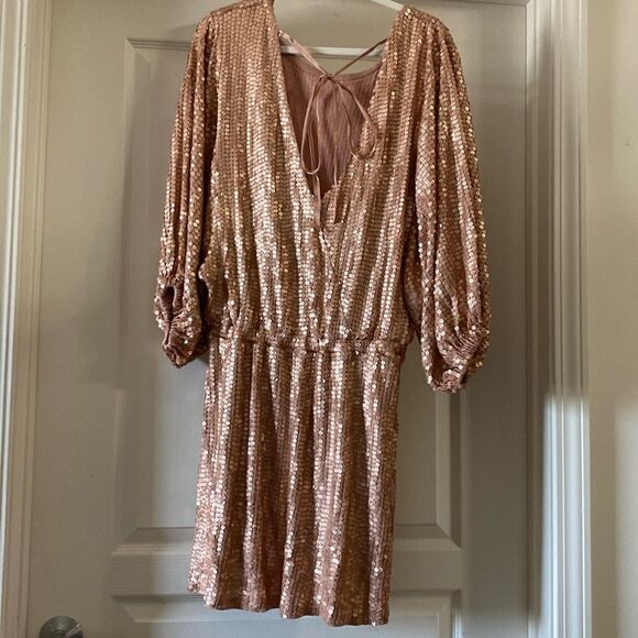 NWT Show Me Your Mumu Genevieve Champagne Pink Mini Dress Size M - Picture 1 of 7